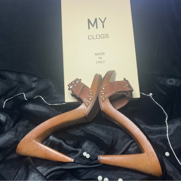 BROWN CLOGS, SIZE 41 EUR / 10 USA ZOCCOLI~ MY CLOGS~ MADE IN ITALY - Picture 3 of 6